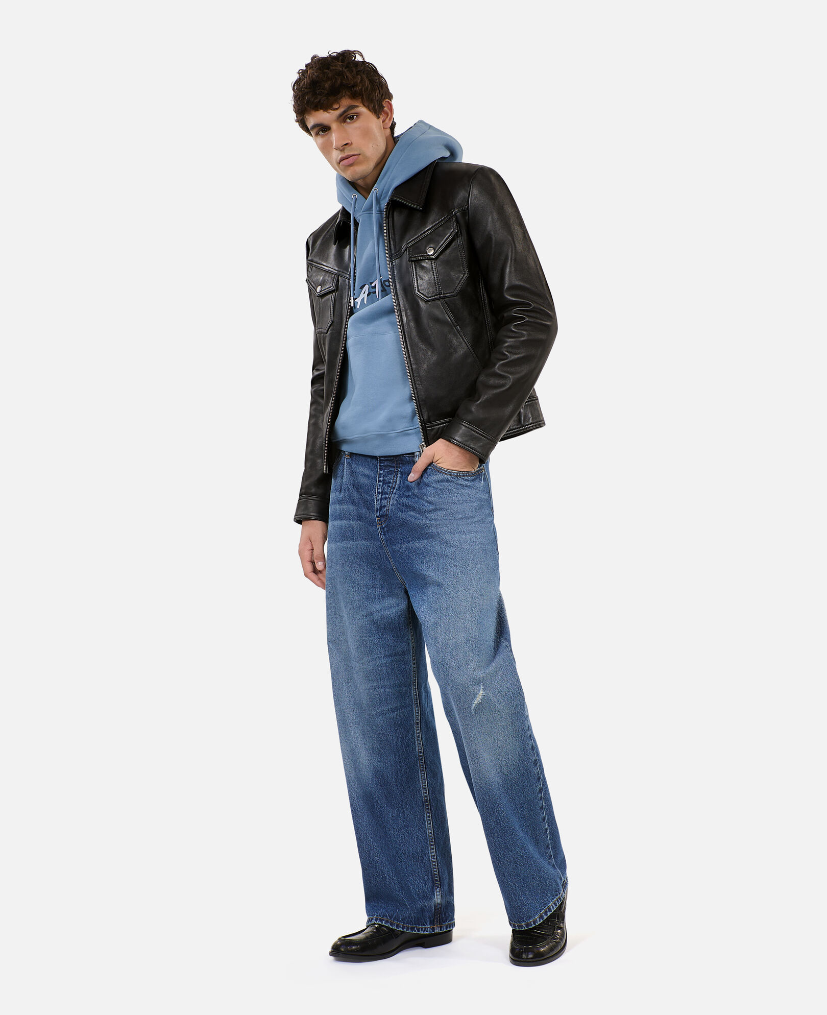 The Kooples MEN BLACK black leather jacket