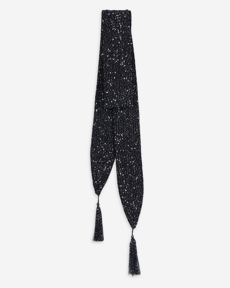 The Kooples FEMME BLACK écharpe fine à sequins en maille noire