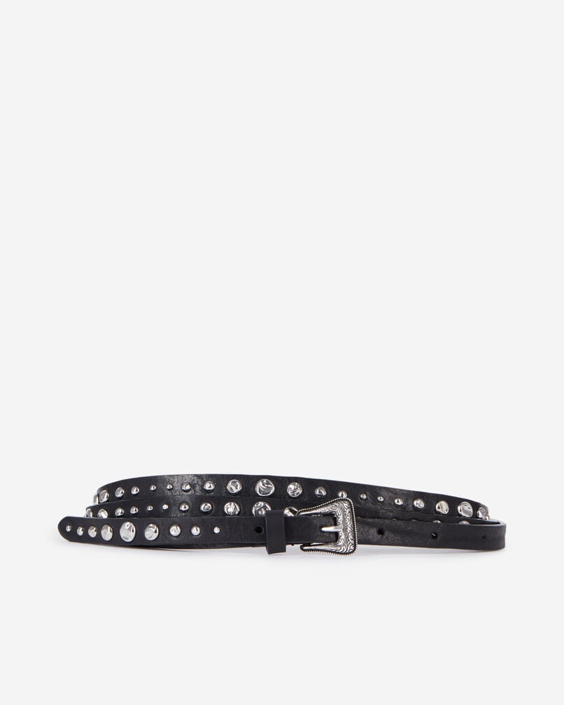 The Kooples FEMME BLACK ceinture fine en cuir avec clous noire