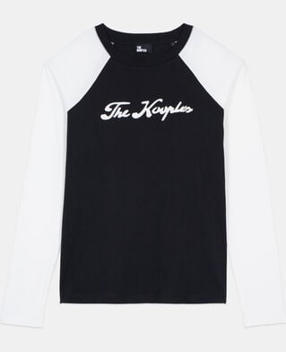 The Kooples WOMEN BLACK black and white long-sleeved t-shirt