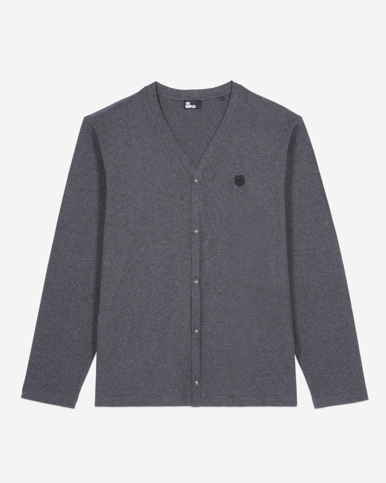 The Kooples MEN ANTHRACITE MELANGE grey cotton cardigan