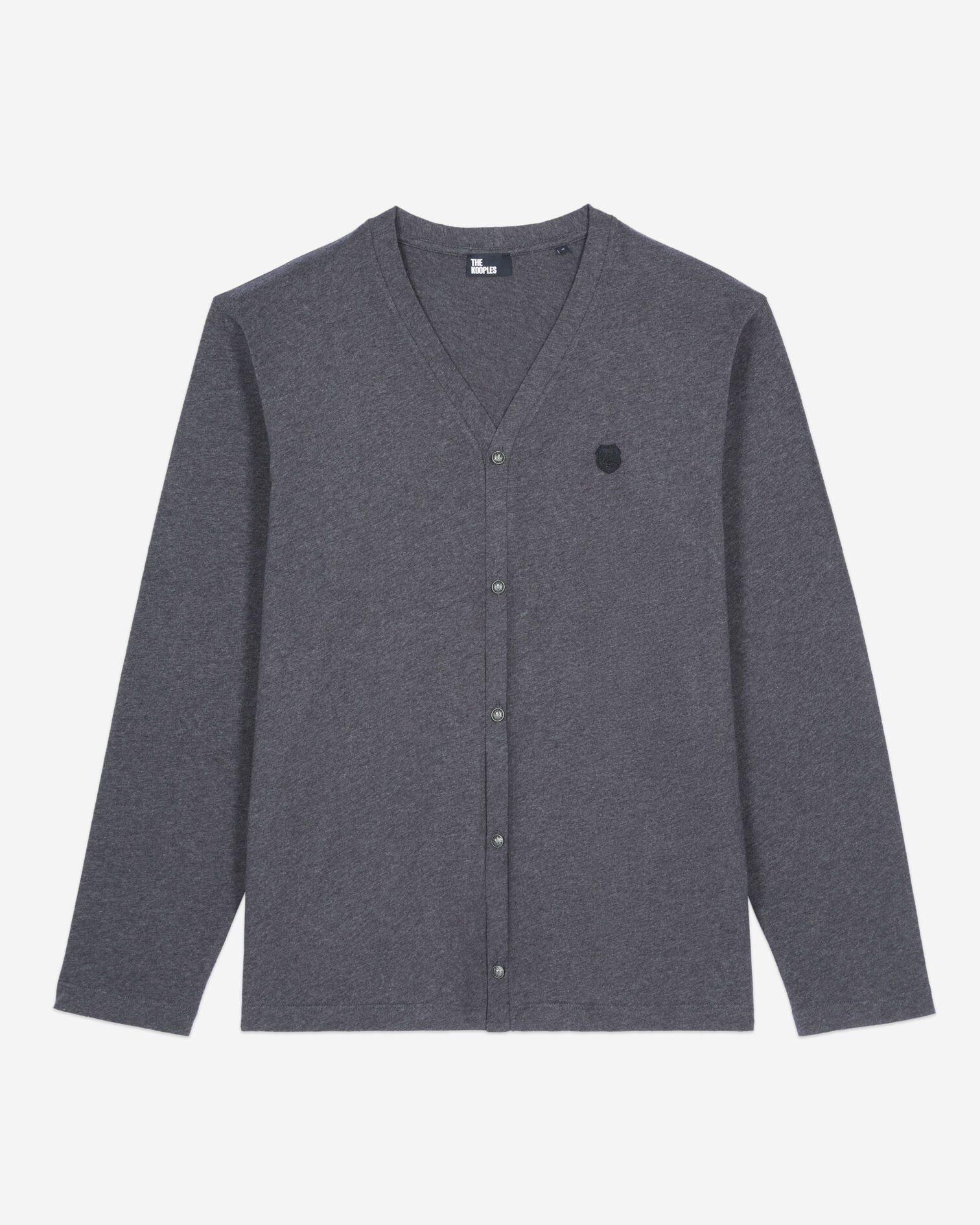 Grey cotton cardigan, ANTHRACITE MELANGE, hi-res image number null