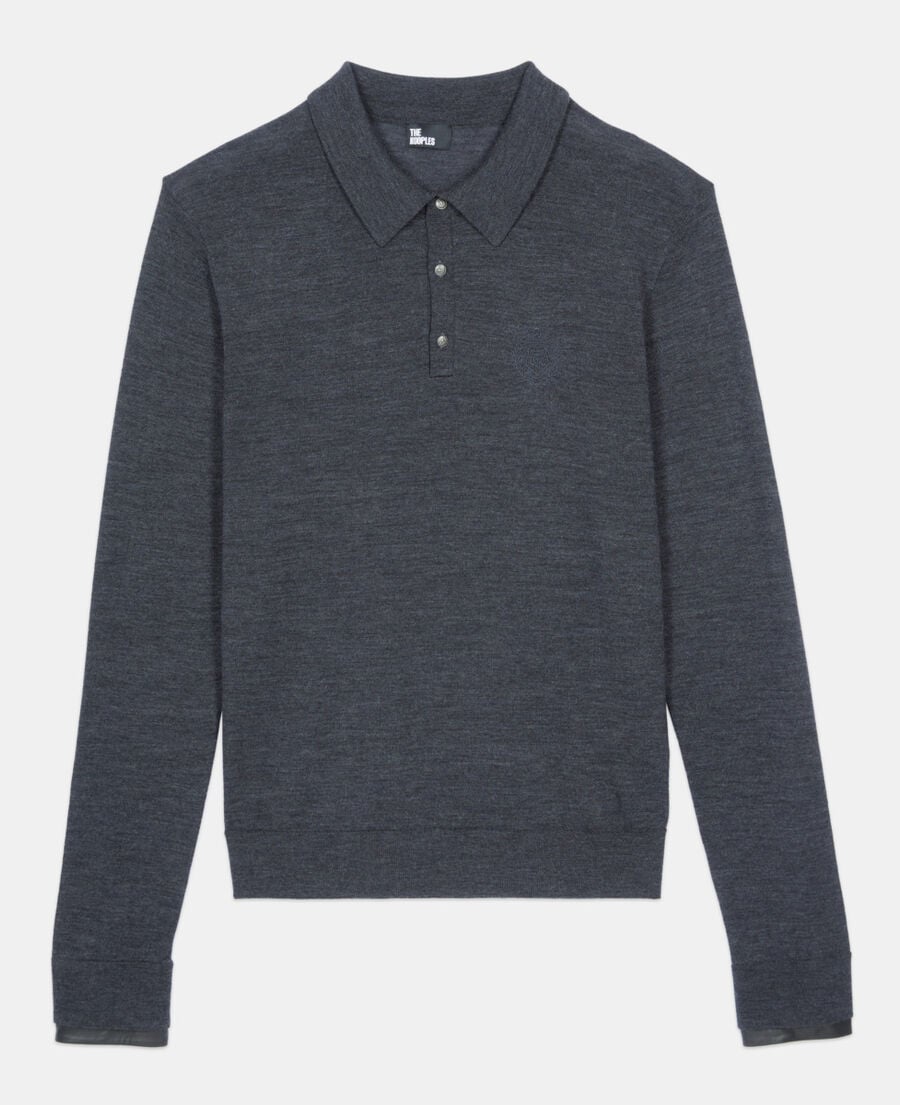 The Kooples MEN ANTHRACITE MELANGE grey wool sweater