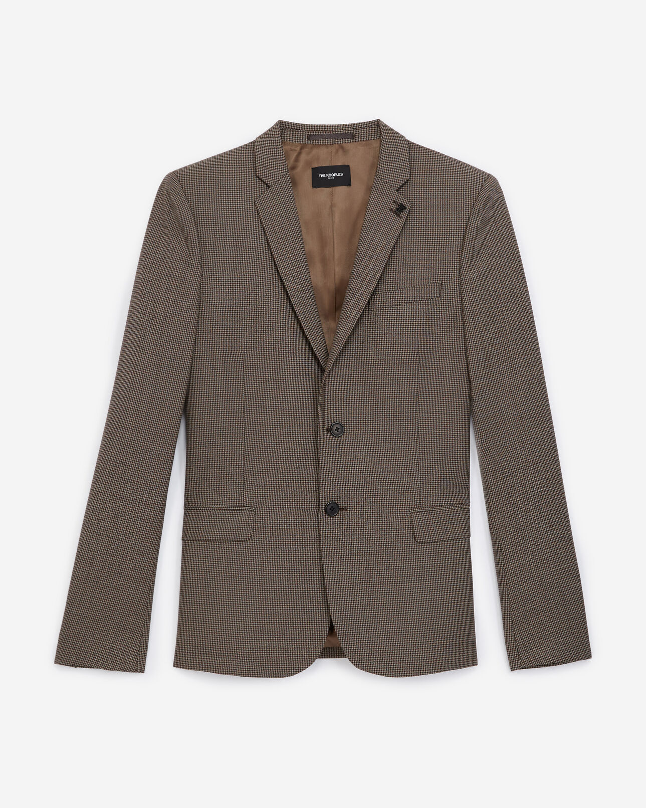 The Kooples HOMME BLACK RED OFF WHITE veste laine marron et rouge à carreaux