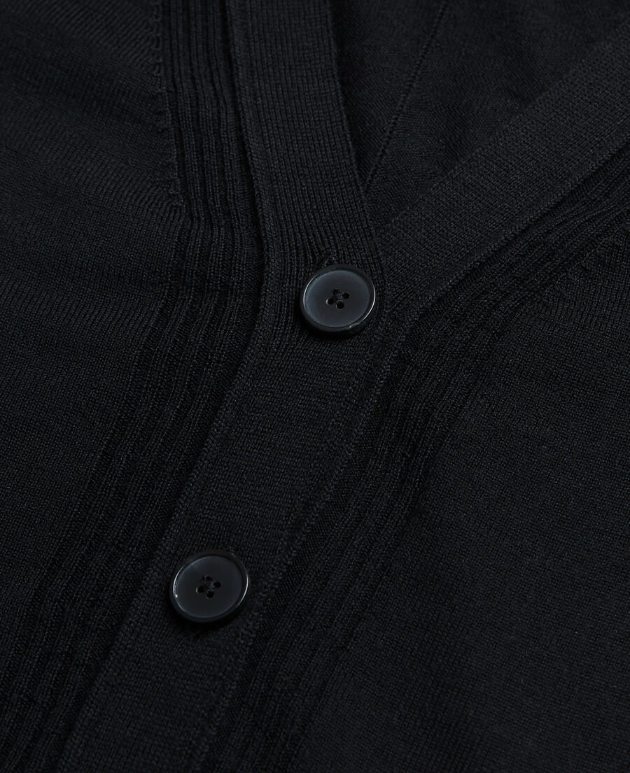 cárdigan fino lana merina negro