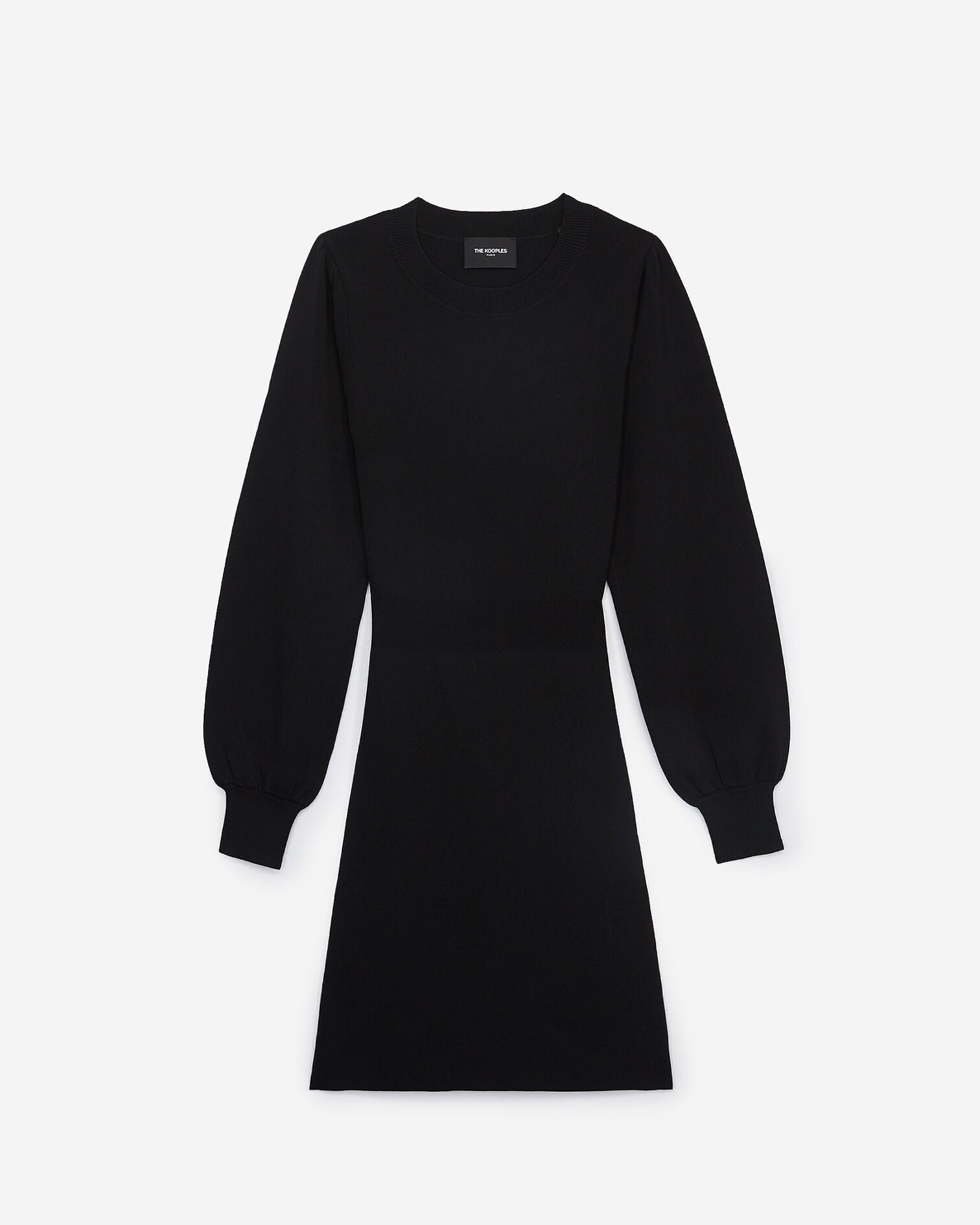 Fitted black short knitted dress, BLACK, hi-res image number null