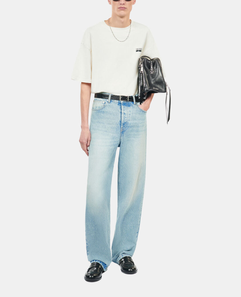 The Kooples MEN BLUE BLEACHED / NAVY washed blue wide-leg jeans