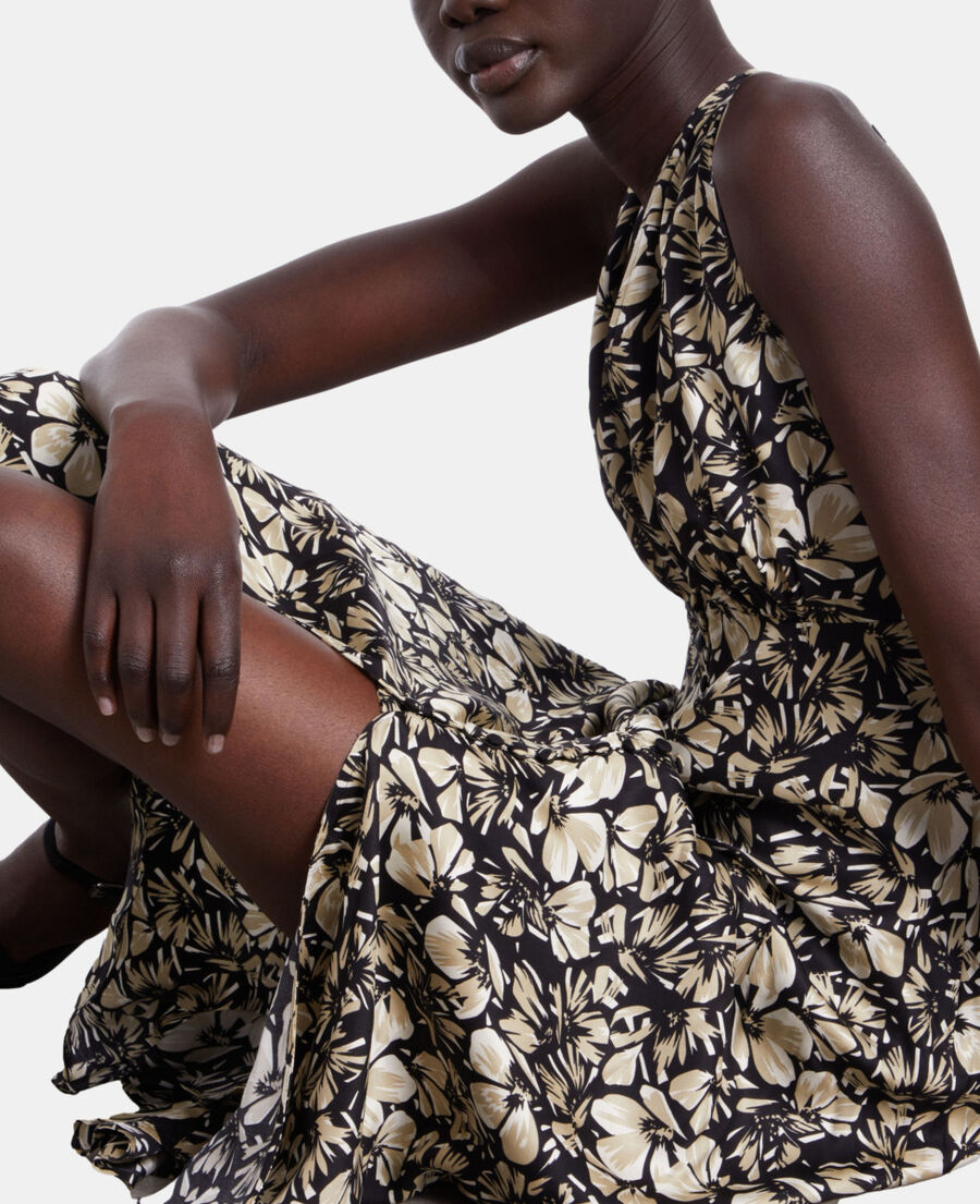 The Kooples WOMEN BLACK BROWN sleeveless long printed dress