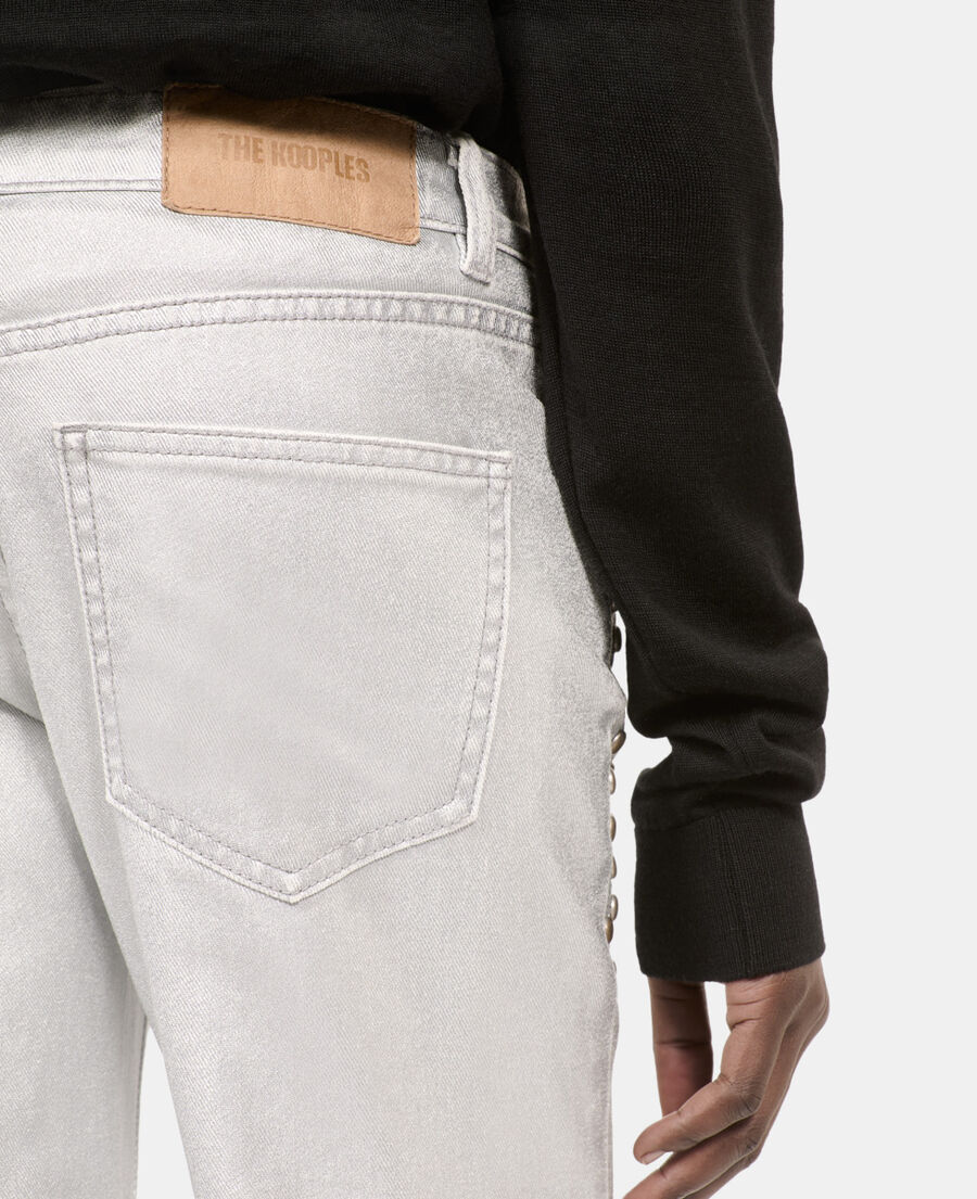The Kooples FEMME 52 ARGENT VIEILLI CORNE jean clouté droit argenté