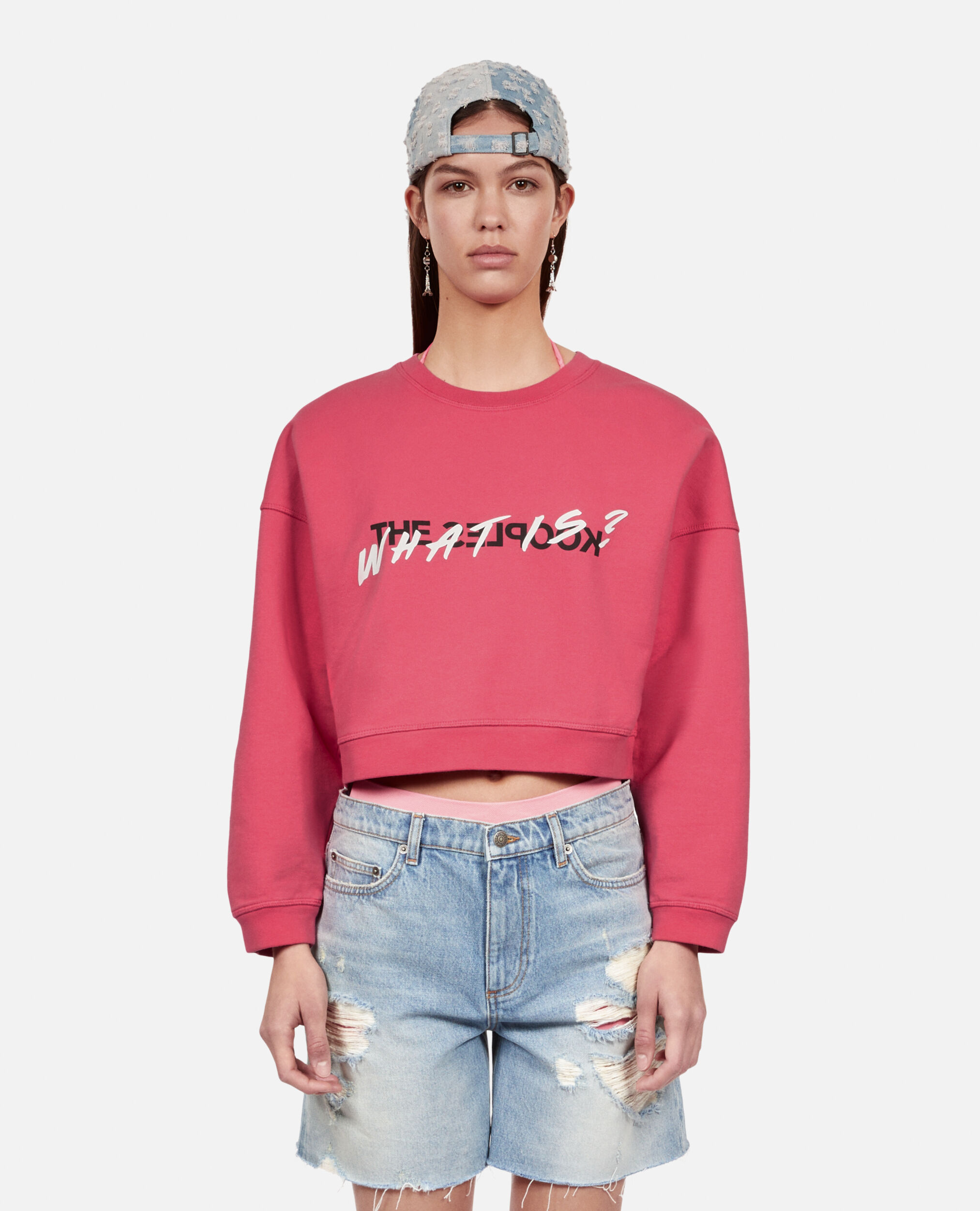 Short fuchsia What is sweatshirt with rhinestones