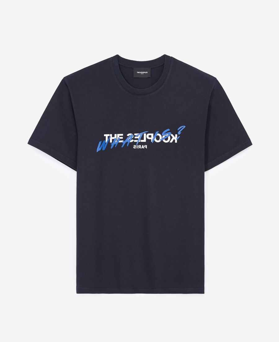 navy cotton t-shirt with print what is
