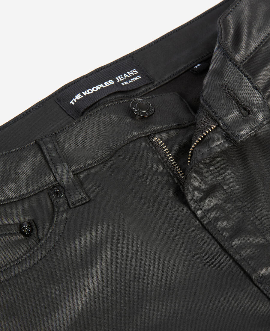 black leather-effect jeans