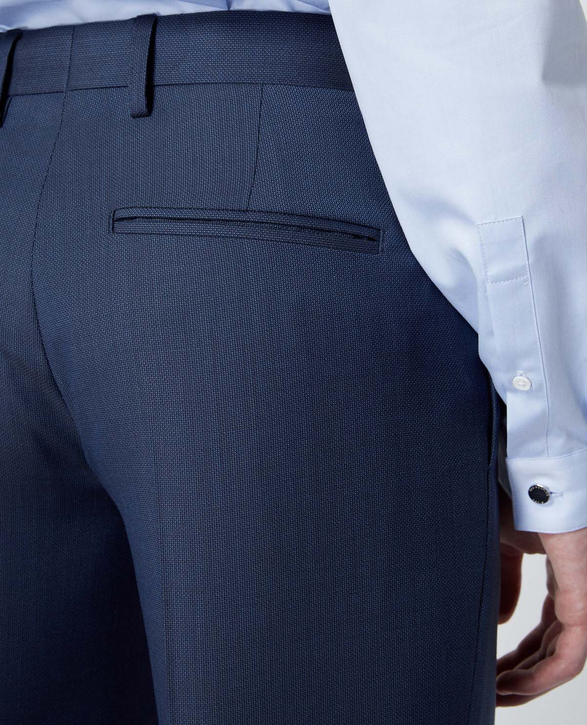 Textured wool blue suit trousers, BLUE, hi-res image number null