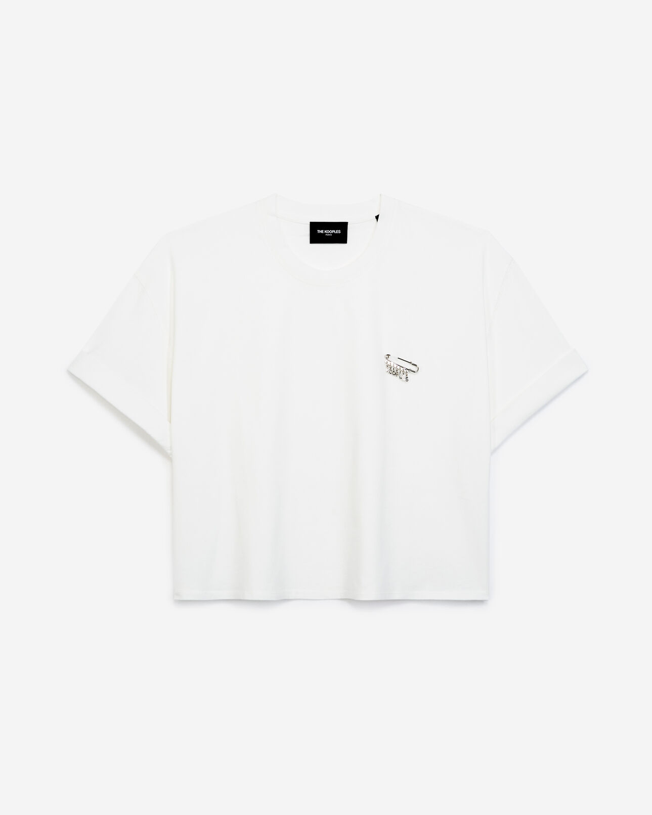 The Kooples FEMME ECRU t-shirt coton écru détail épingle