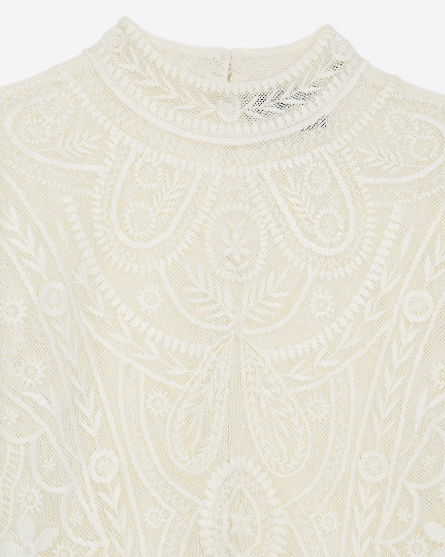 Ecru lace top with high neck, ECRU, hi-res image number null