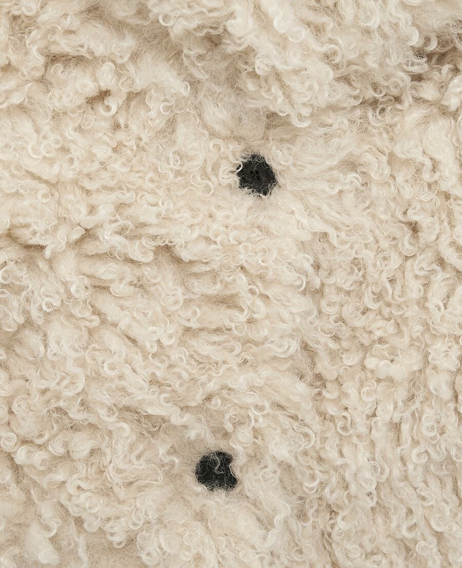 The Kooples DAMEN ECRU kurzer mantel in ecru mit pelzeffekt