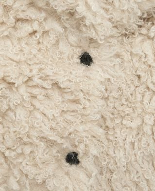 The Kooples DAMEN ECRU kurzer mantel in ecru mit pelzeffekt