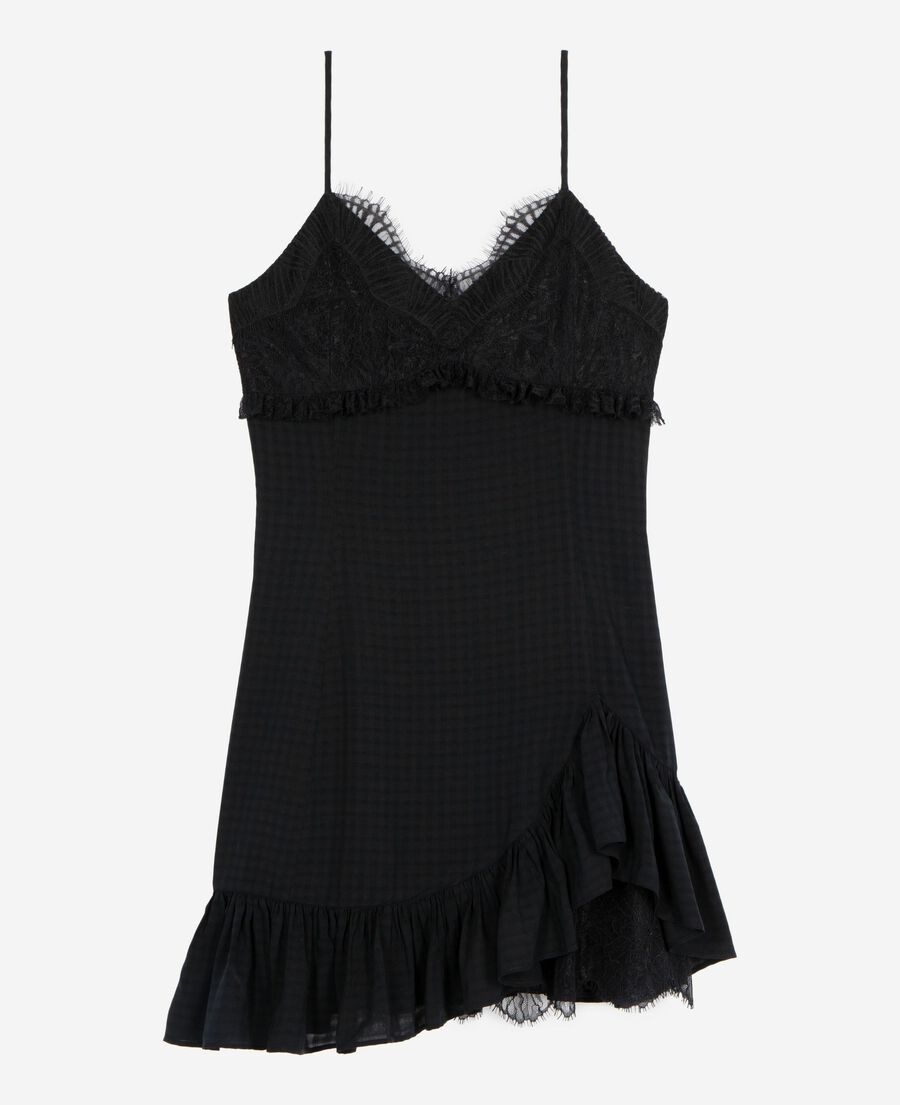 The Kooples WOMEN BLACK short dress with black lace