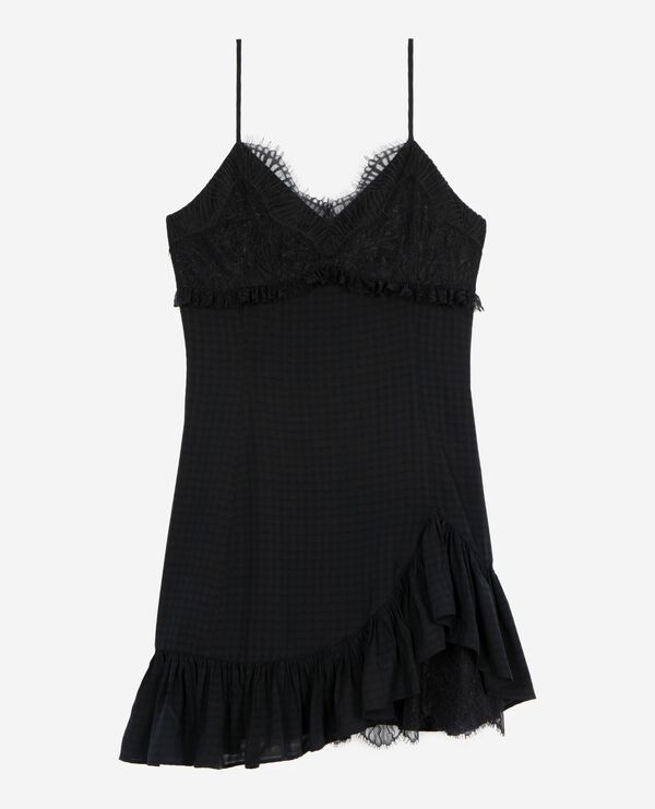 The Kooples F BLACK short dress with black lace