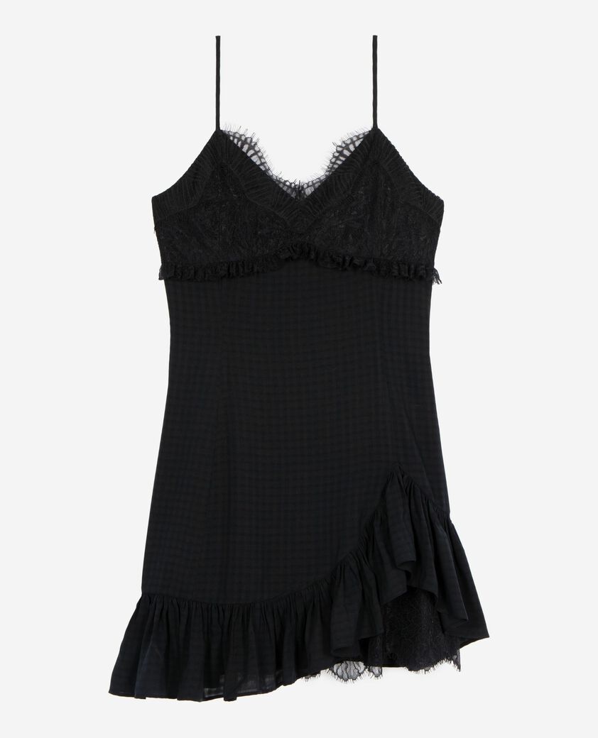 The Kooples FEMME BLACK robe courte avec dentelle noire