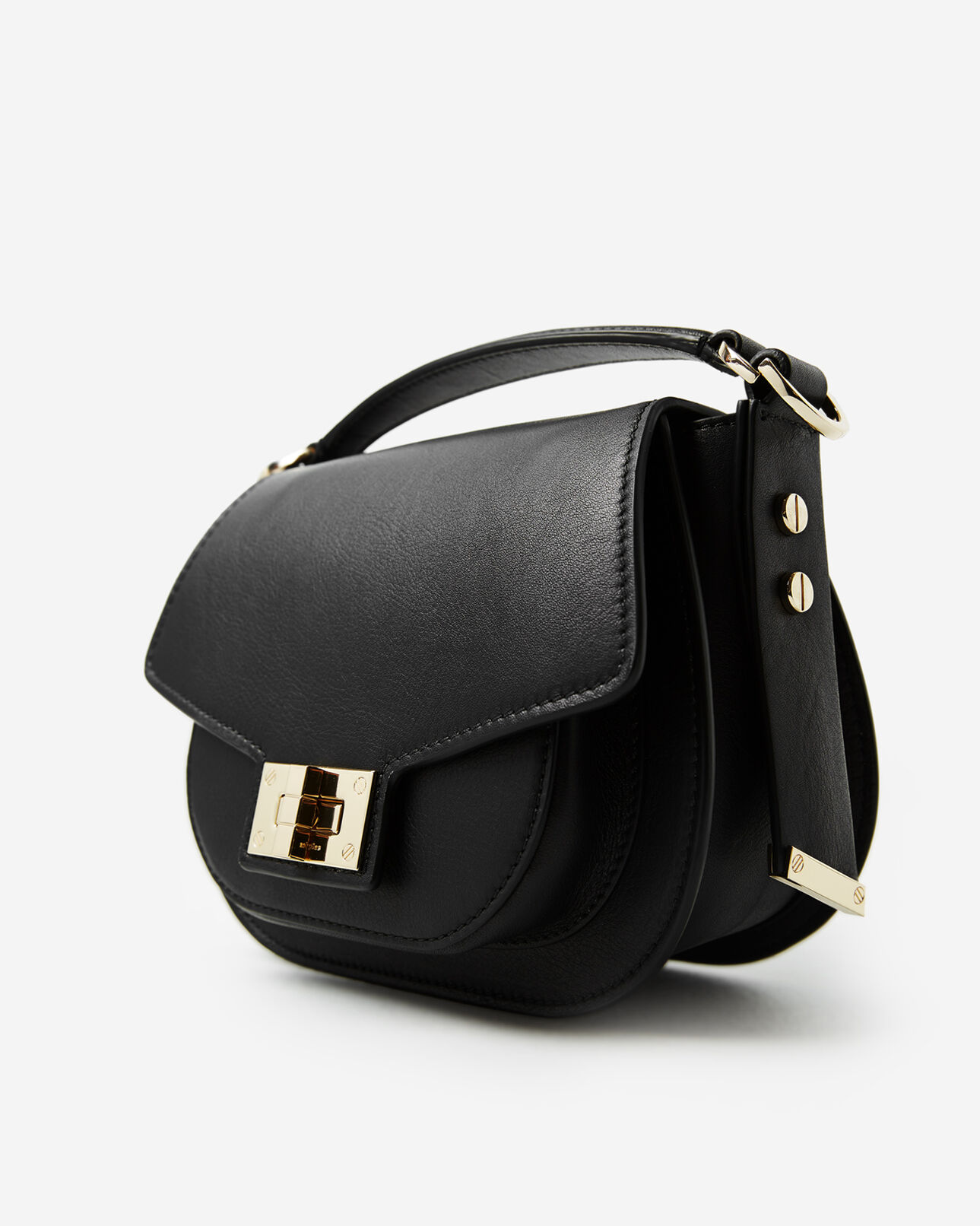 The Kooples WOMEN BLACK hobo mini leather bag in black