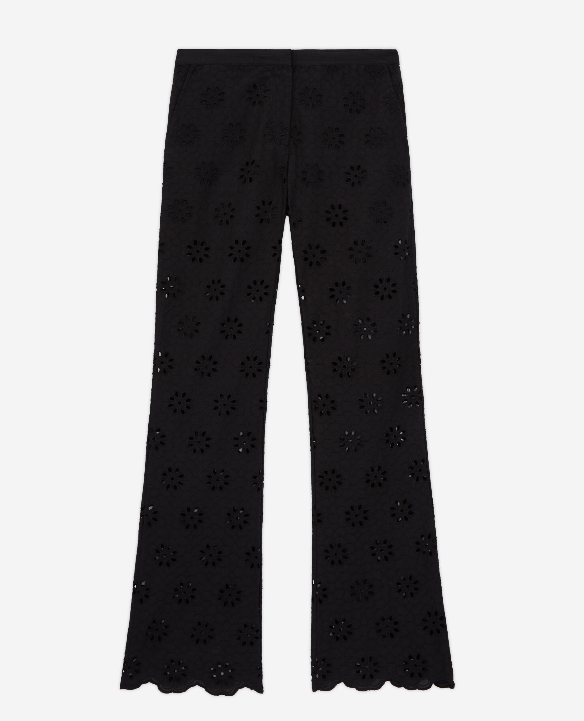 Pantalon noir en broderie Anglaise, BLACK, hi-res image number null