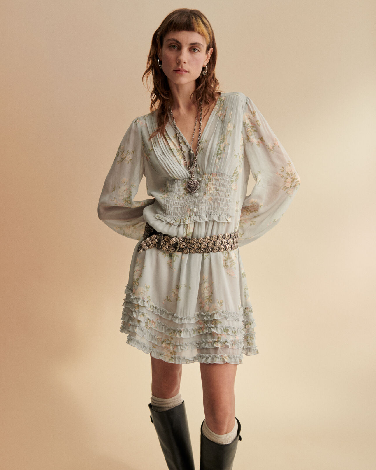 The Kooples DAMEN BLUE kurzes kleid mit blumendruck blau