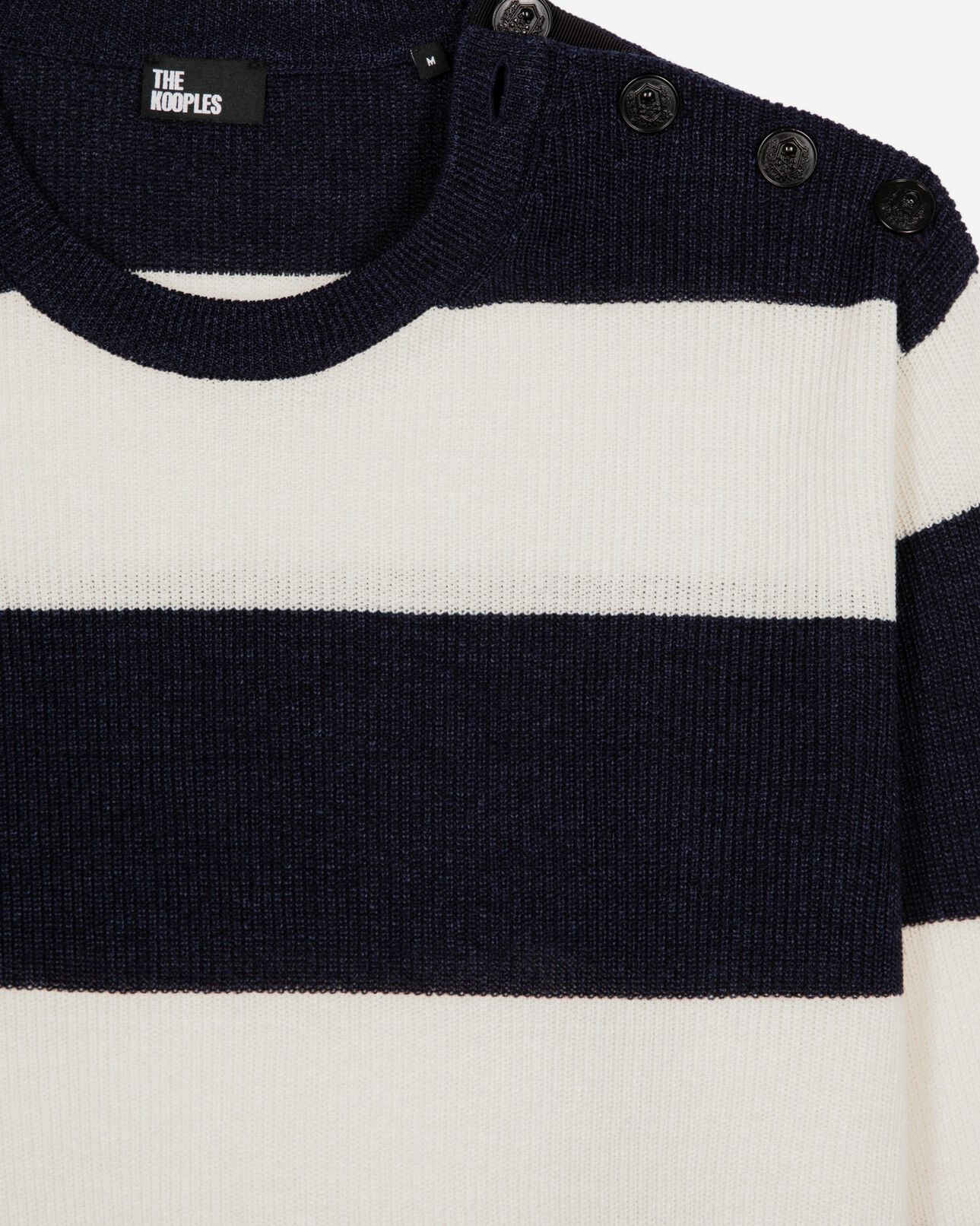 The Kooples MEN ECRU NAVY navy stripe wool and linen sweater