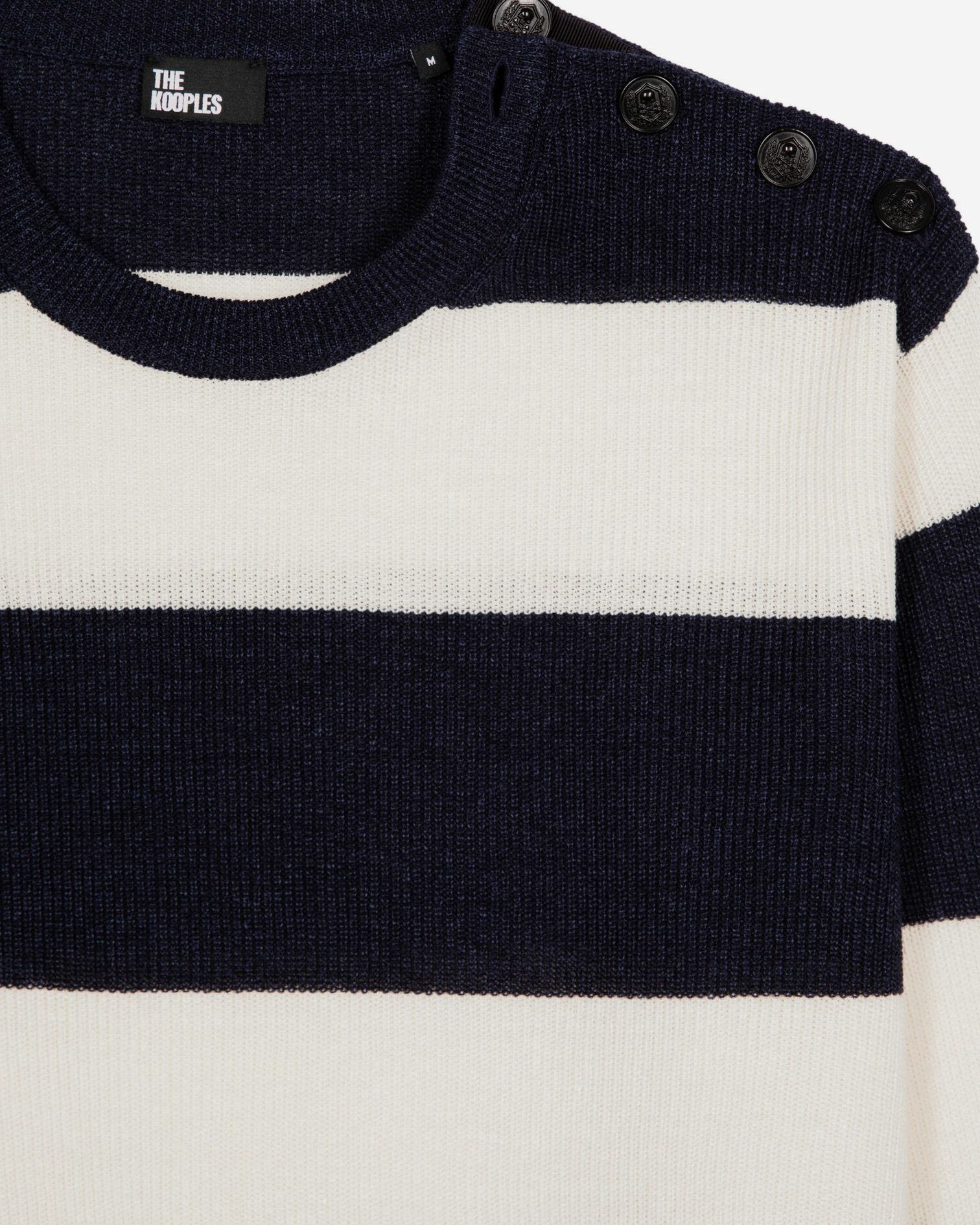 Navy stripe wool and linen sweater, ECRU NAVY, hi-res image number null