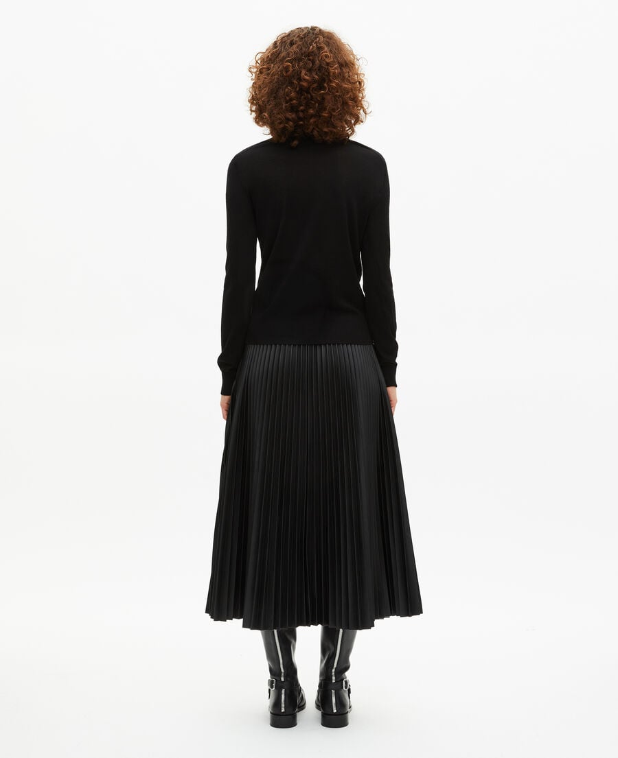 The Kooples MUJER BLACK jersey negro de lana merino con cuello redondo