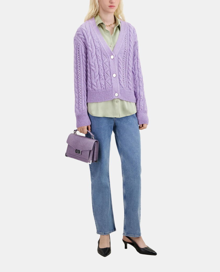 The Kooples FEMME VIOLET cardigan en mélange de laine torsadé mauve