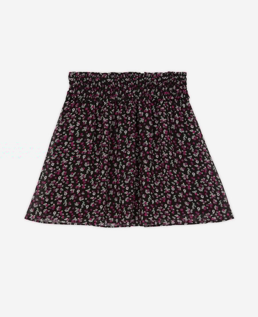 The Kooples WOMEN BLACK / PINK short printed skirt with smocking