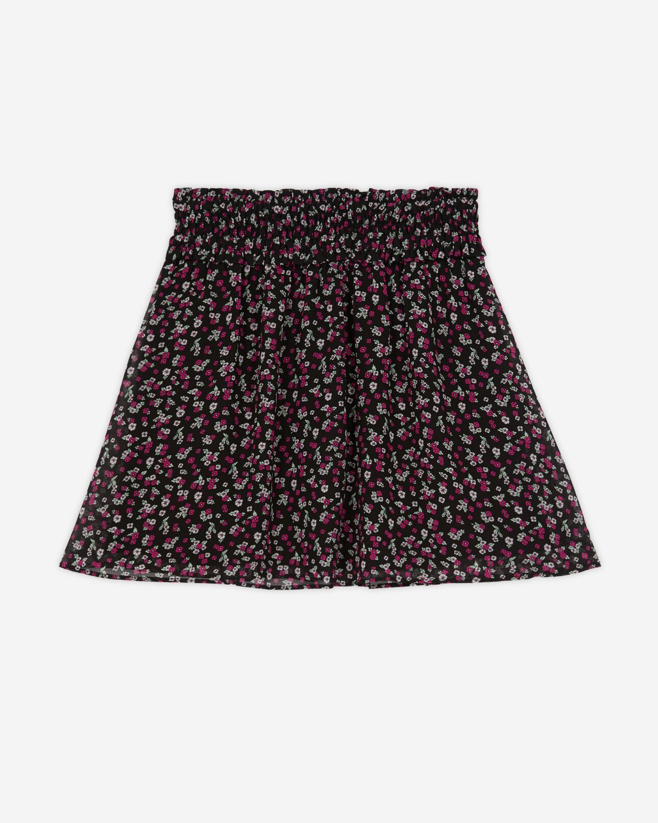 The Kooples WOMEN BLACK / PINK short printed skirt with smocking