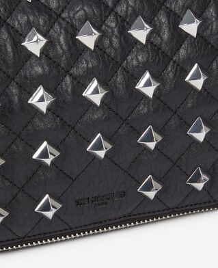 The Kooples WOMEN BLACK heritage medium black leather pouch