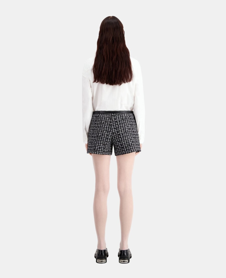 The Kooples FEMME BLACK WHITE short noir en tweed
