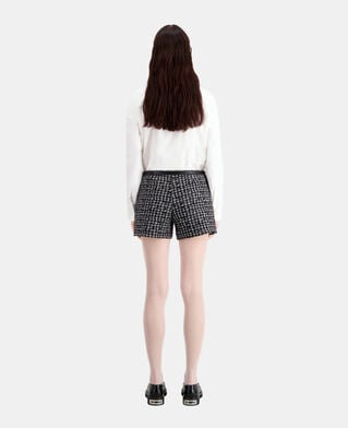 The Kooples FEMME BLACK WHITE short noir en tweed