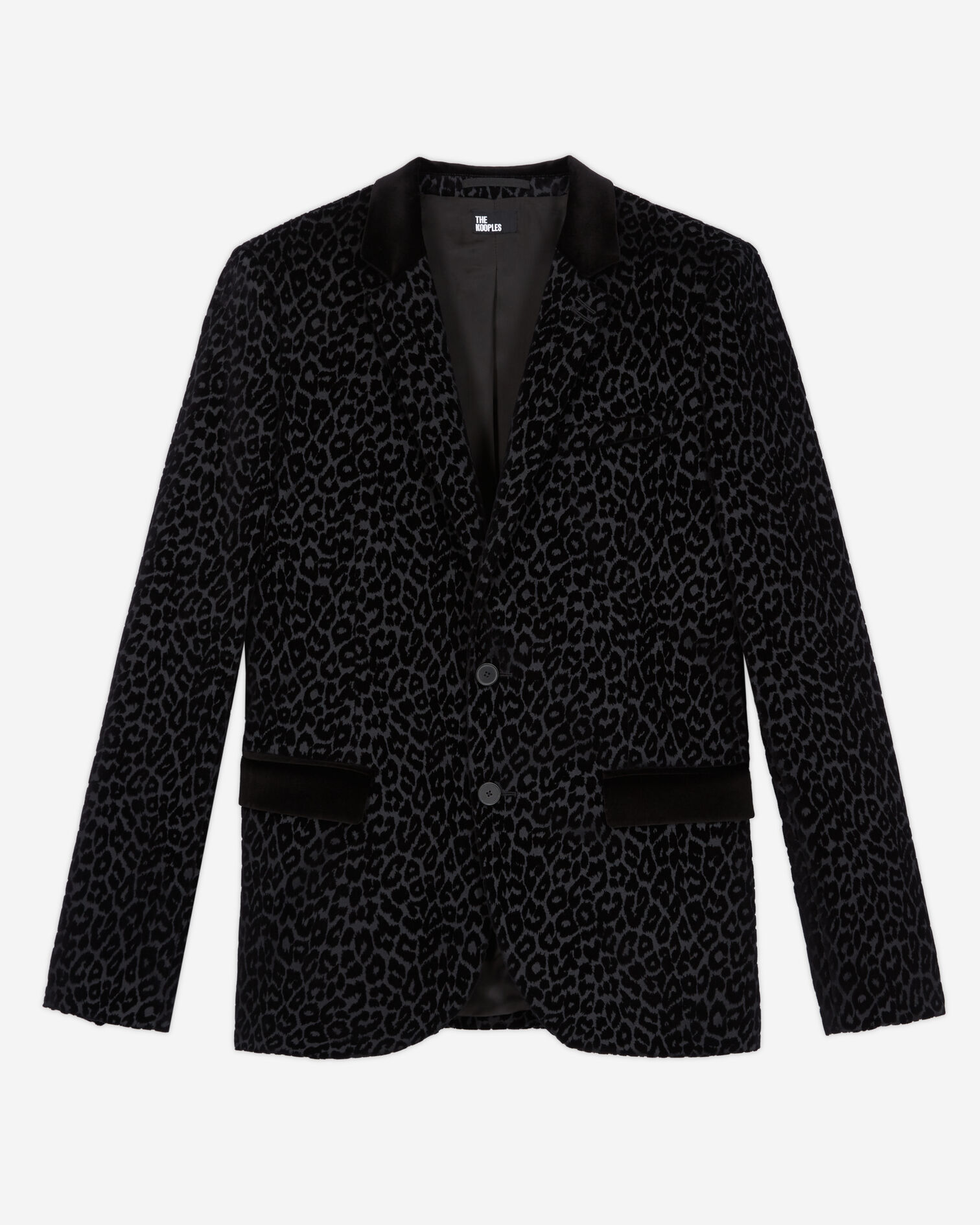 Black leopard print suit vest, BLACK, hi-res image number null