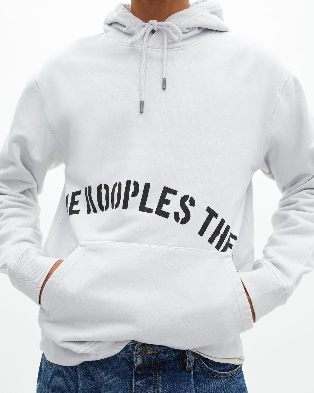The Kooples H LIGHT GREY hooded sweatshirt with grey screen print