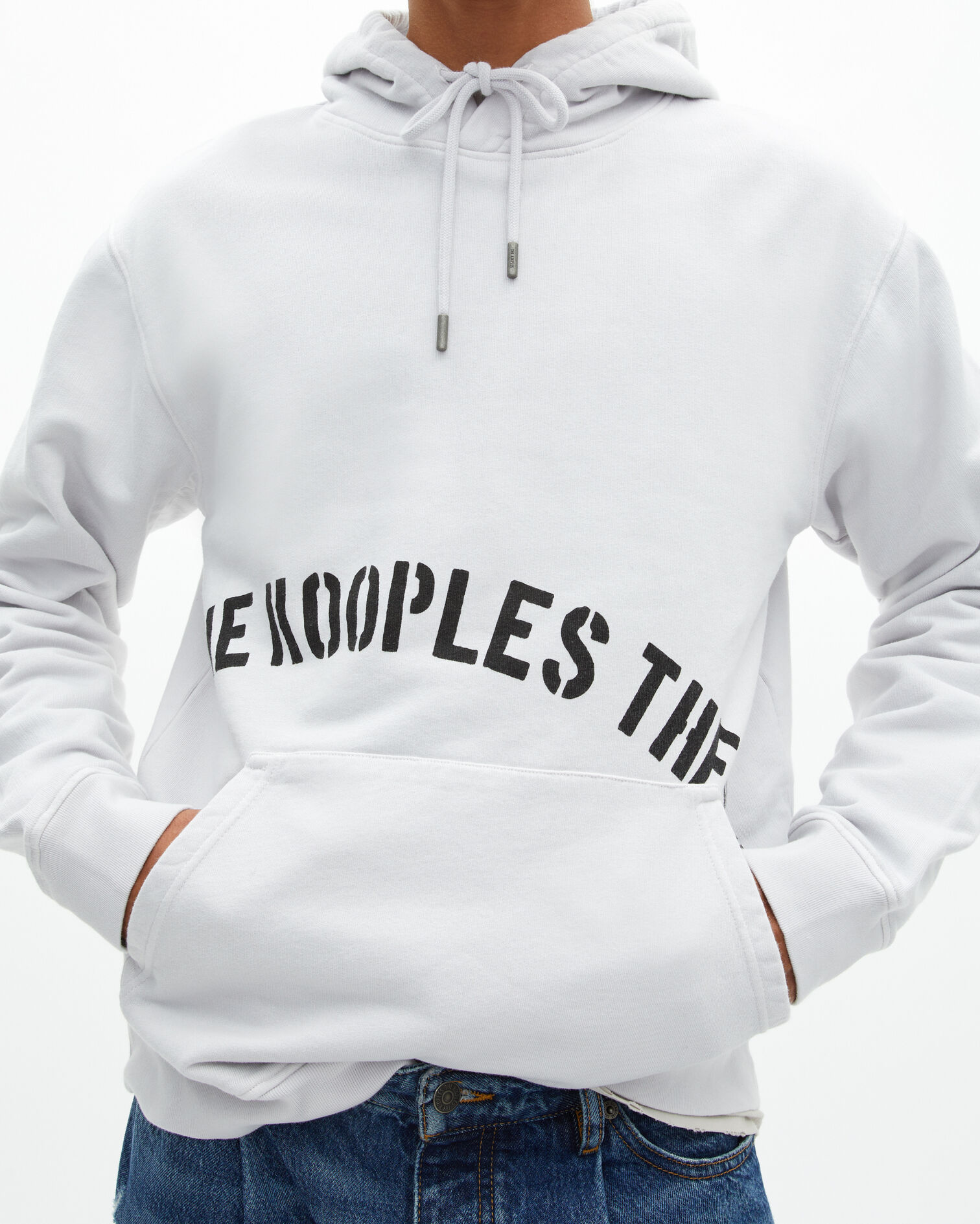 Hooded sweatshirt with grey screen print, LIGHT GREY, hi-res image number null