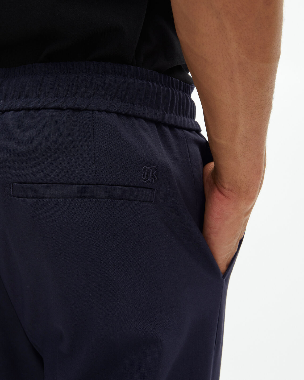 The Kooples H NAVY straight elasticated pants in navy wool