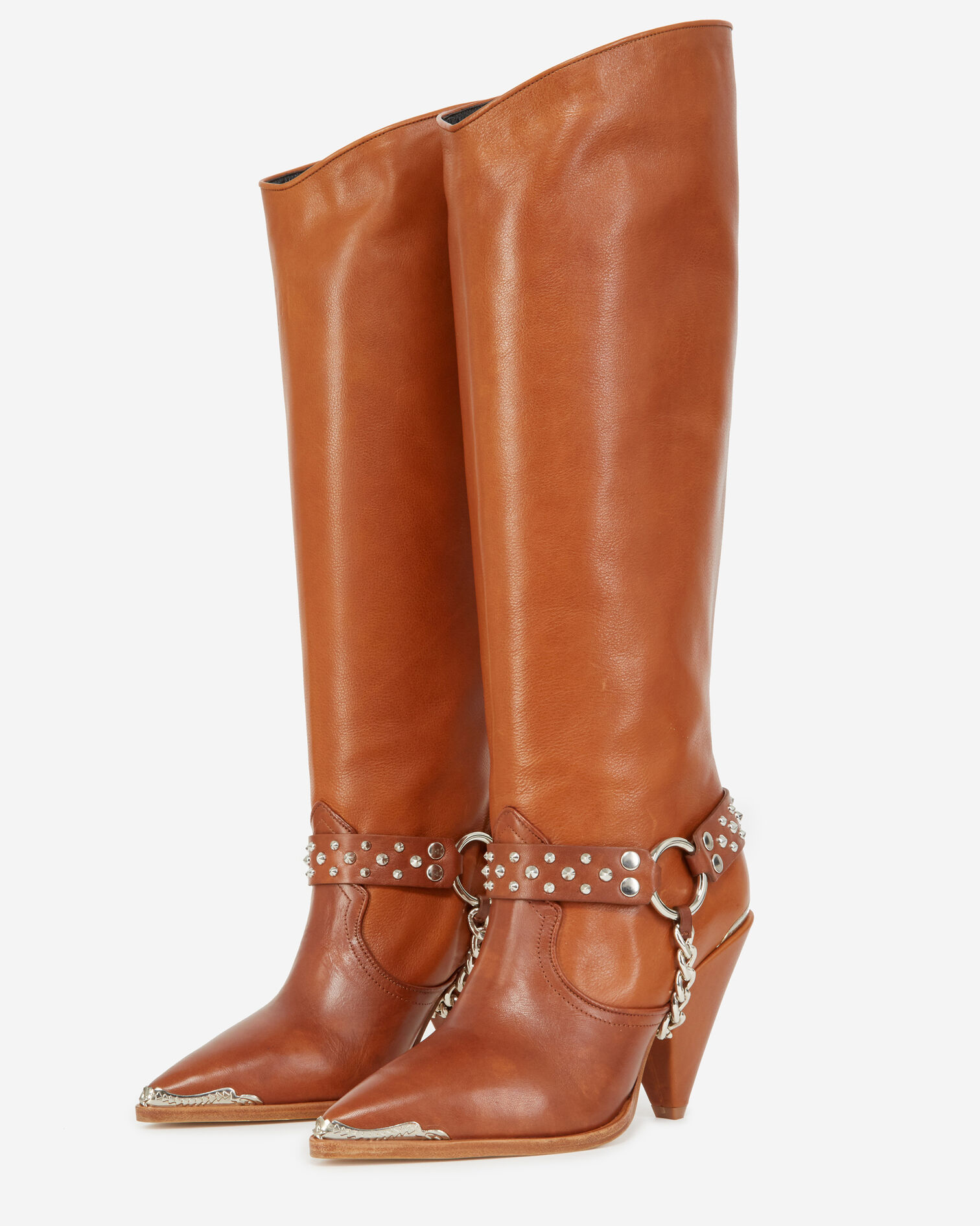Western camel-colored heeled boots, CAMEL, hi-res image number null
