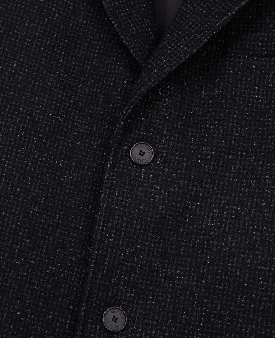 Long black coat in wool blend | The Kooples - US