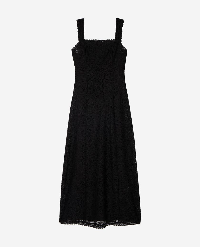 The Kooples DAMEN BLACK langes kleid aus schwarzer spitze