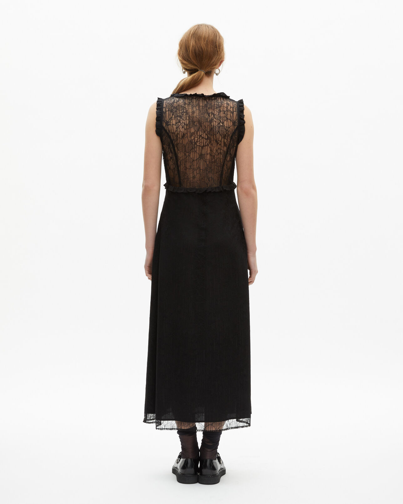 The Kooples MUJER BLACK maxi vestido de encaje negro