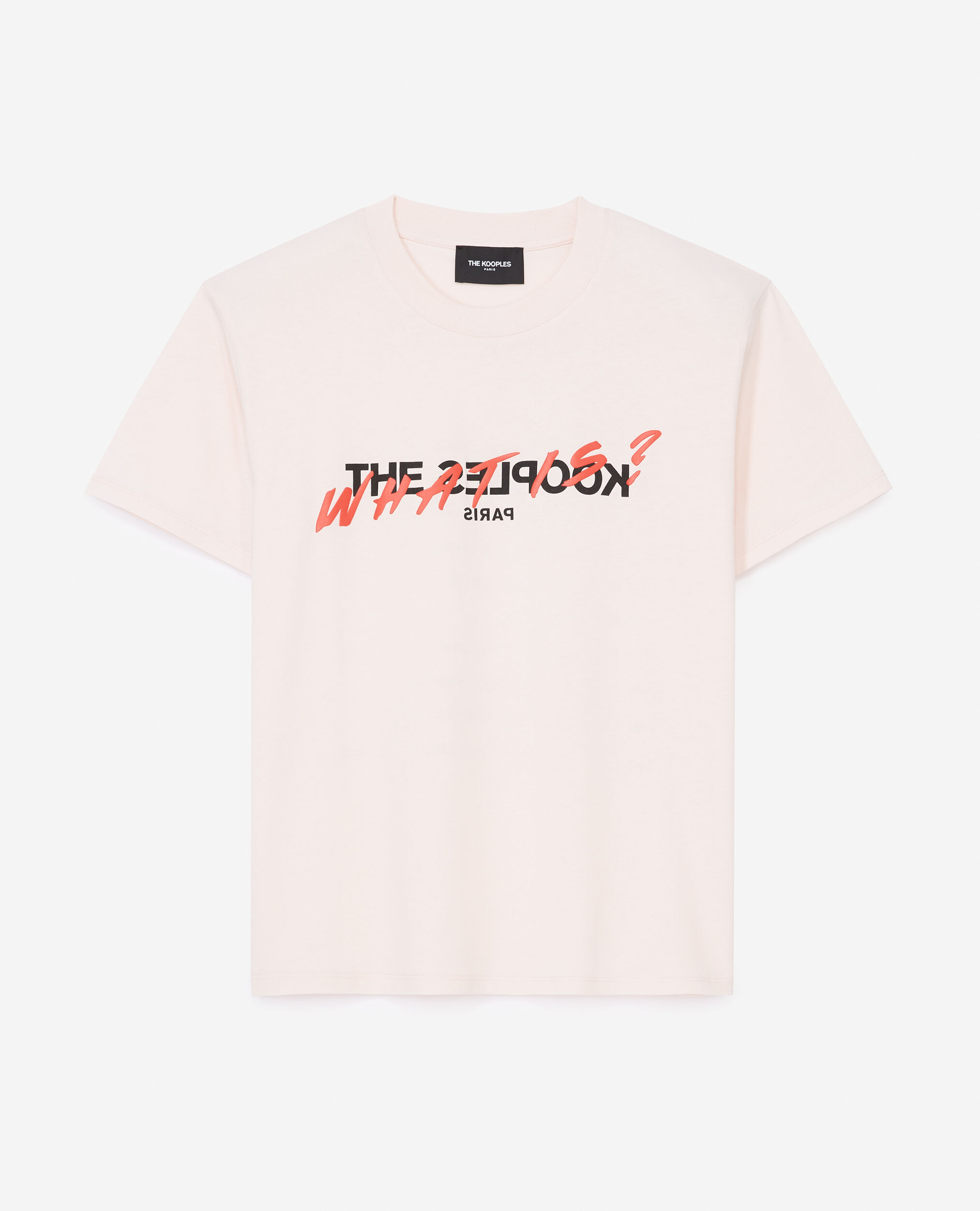 T-shirt rose coton imprimé what is, PINK, hi-res image number null