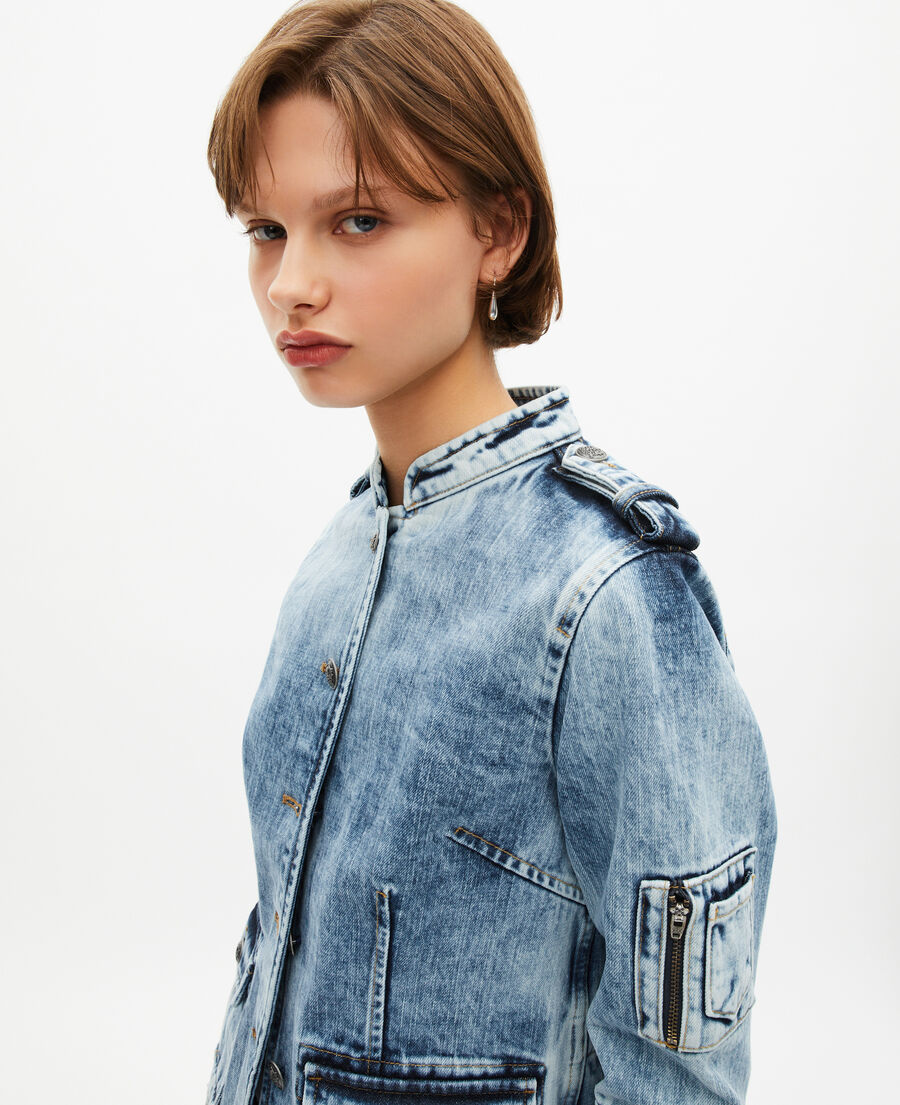 The Kooples DAMEN BABY BLUE jacke im offiziersstil aus denim