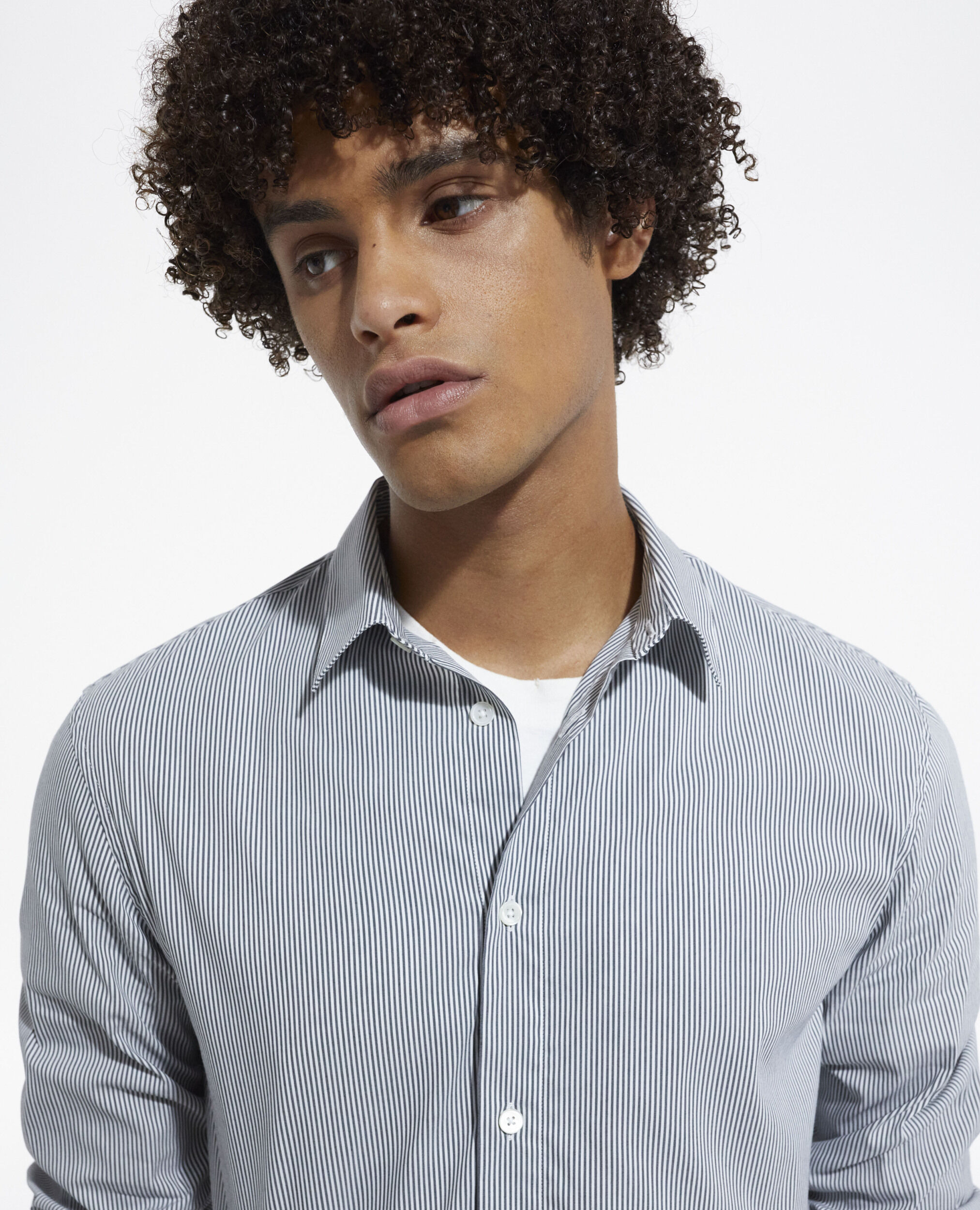 Striped shirt  with classic collar, GREY-WHITE, hi-res image number null