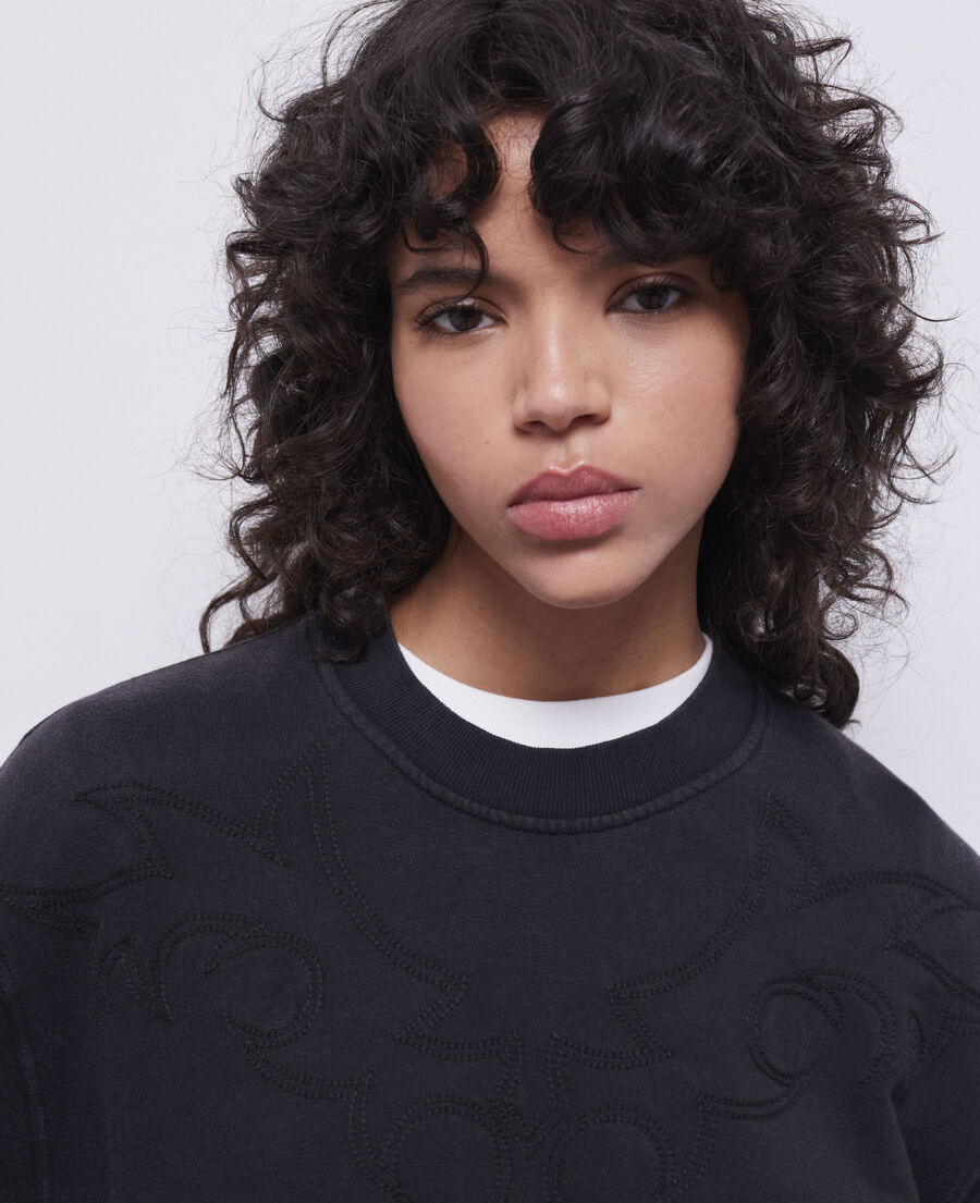 Black sweatshirt with Western-style embroidery | The Kooples - US
