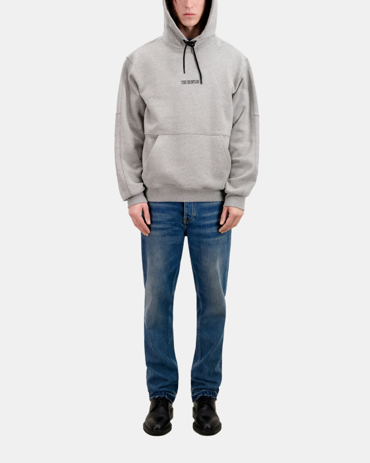 The Kooples MEN GREY MELANGE men's grey biker hoodie
