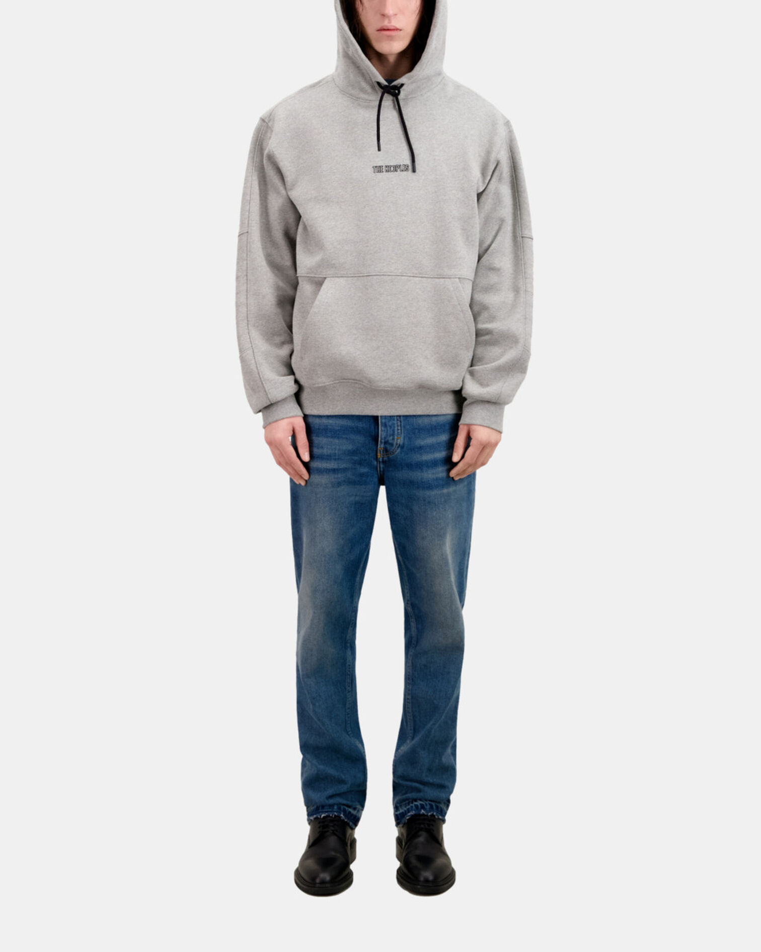 Men's Grey biker hoodie, GREY MELANGE, hi-res image number null